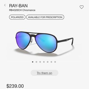 RayBan Polarized Chromance Blue Aviator Sunglasses; only worn a few times